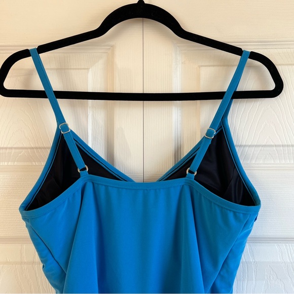 Magicsuit BLUE Solid Rita Wireless Ruffle Tankini Swim Top 8 Slimming Pool Beach - Picture 3 of 7